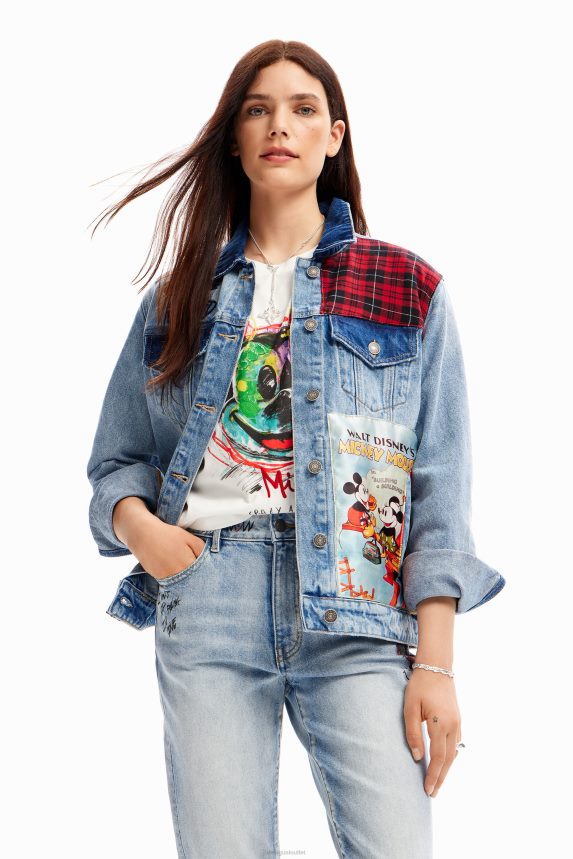 Women DesigualMickey Mouse denim trucker jacket Clothing 68X240159