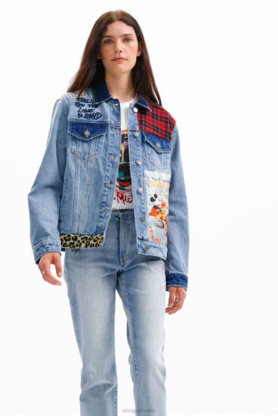 Women DesigualMickey Mouse denim trucker jacket Clothing 68X240159
