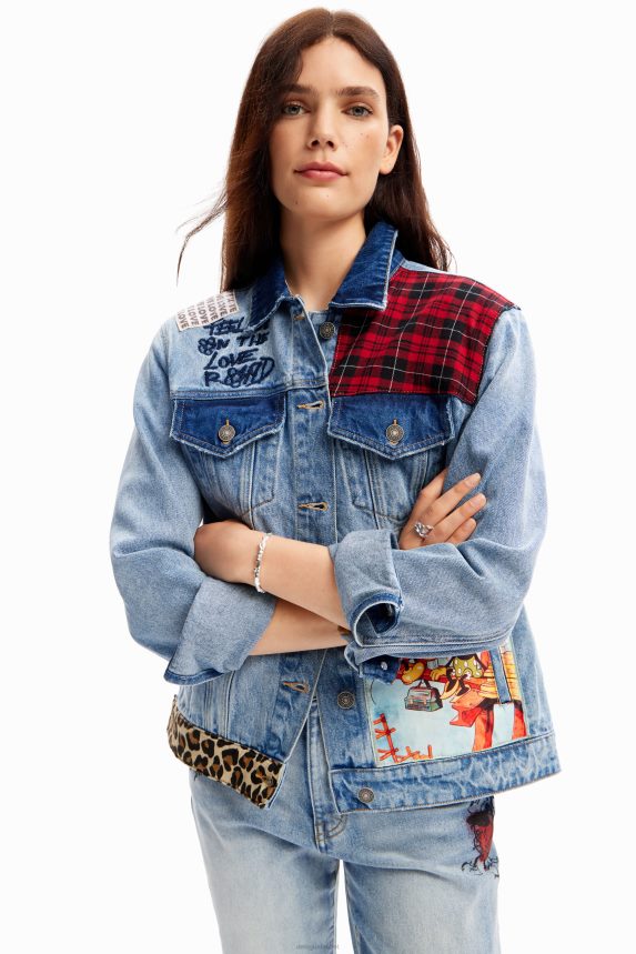 Women DesigualMickey Mouse denim trucker jacket Clothing 68X240159