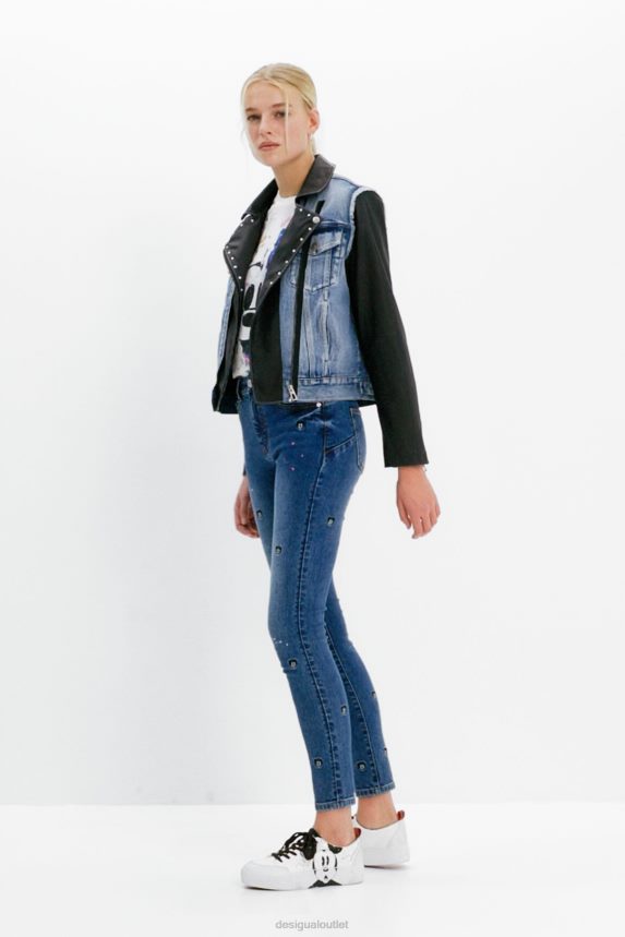 Women DesigualMickey Mouse hybrid denim jacket Clothing 68X240371