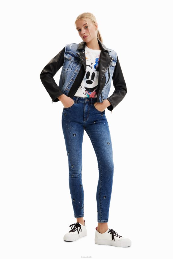 Women DesigualMickey Mouse hybrid denim jacket Clothing 68X240371