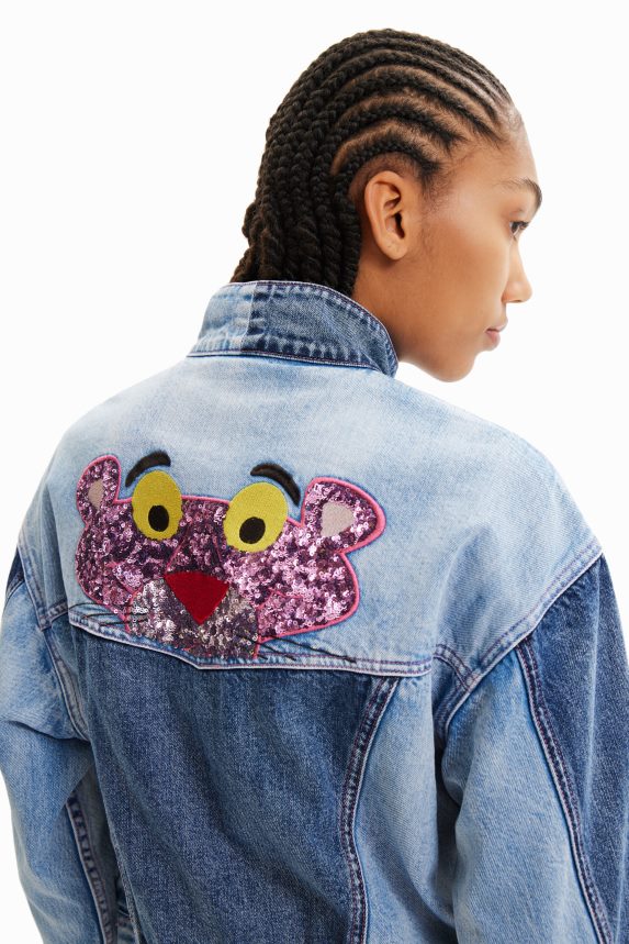 Women DesigualOversize Pink Panther denim jacket Clothing 68X240902