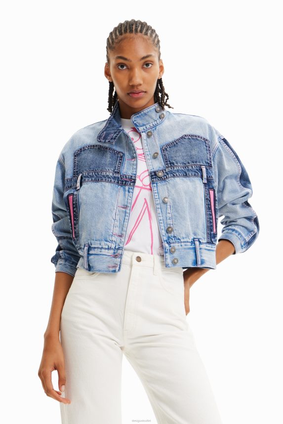 Women DesigualOversize Pink Panther denim jacket Clothing 68X240902