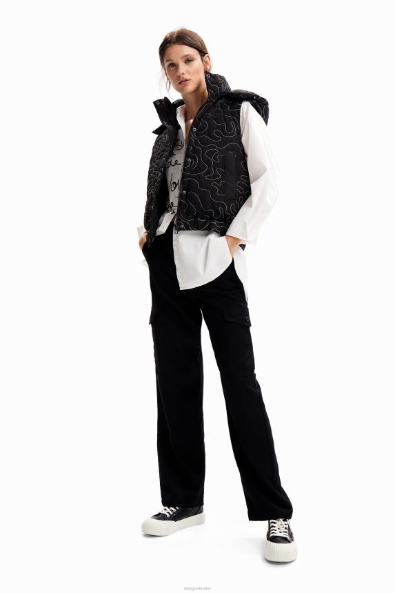 Women DesigualPadded plaid stitching gilet Clothing 68X240233