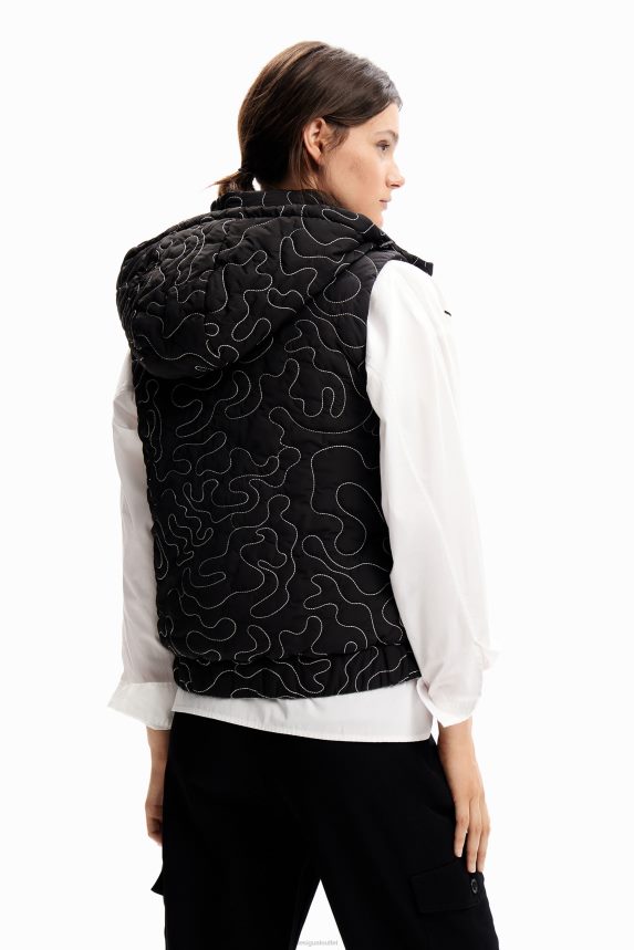 Women DesigualPadded plaid stitching gilet Clothing 68X240233