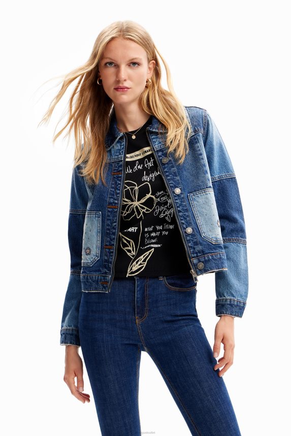 Women DesigualPatchwork denim trucker jacket Clothing 68X240240