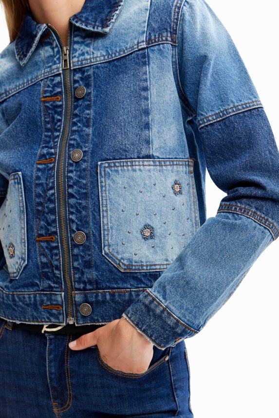 Women DesigualPatchwork denim trucker jacket Clothing 68X240240