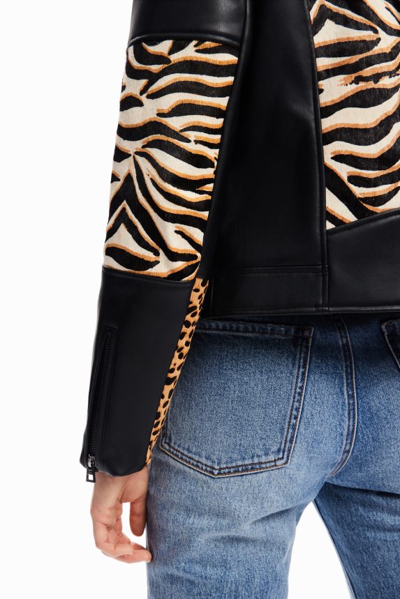 Women DesigualPatchwork leather biker jacket Clothing 68X240181