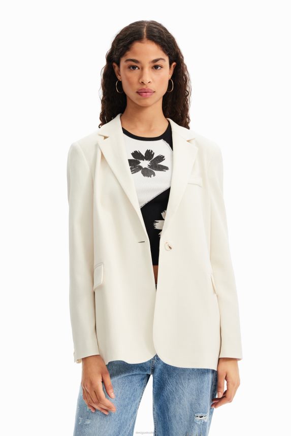 Women DesigualPlain textured blazer Clothing 68X240923