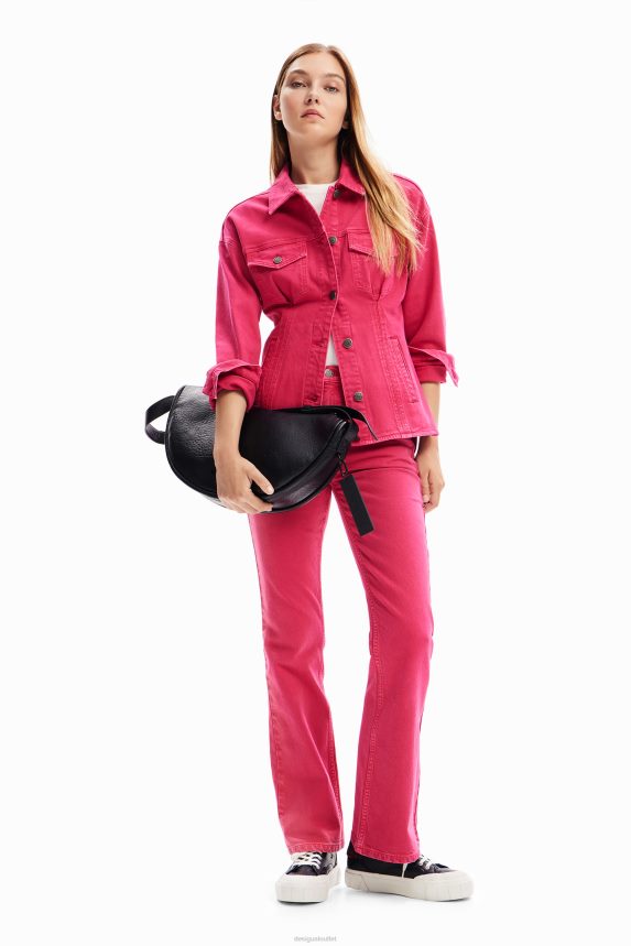 Women DesigualPleated denim trucker jacket Clothing 68X24090