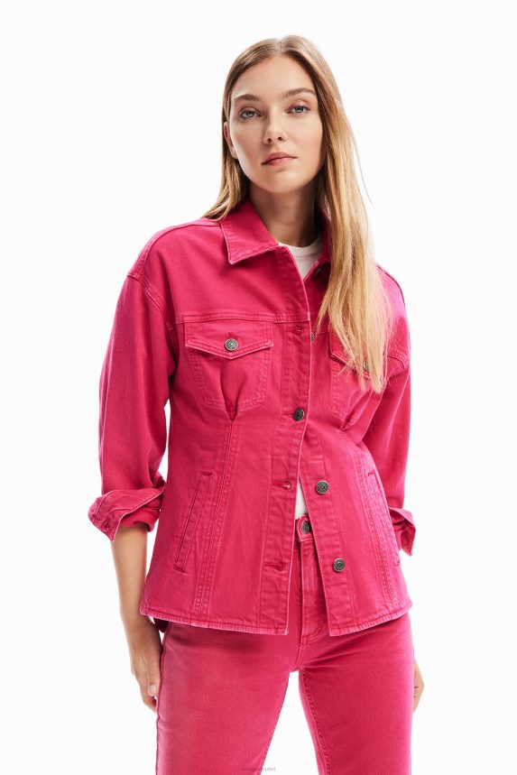 Women DesigualPleated denim trucker jacket Clothing 68X24090