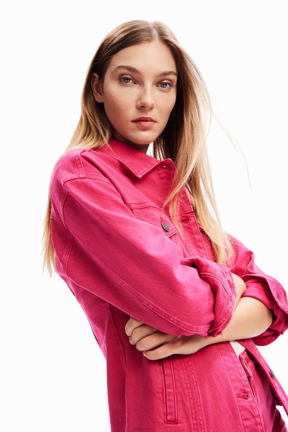 Women DesigualPleated denim trucker jacket Clothing 68X24090