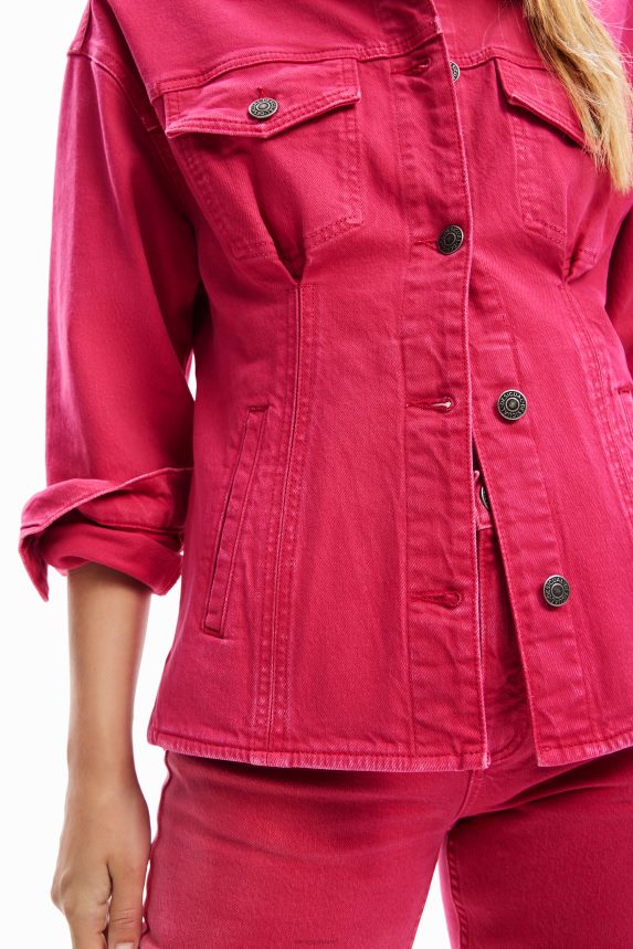 Women DesigualPleated denim trucker jacket Clothing 68X24090