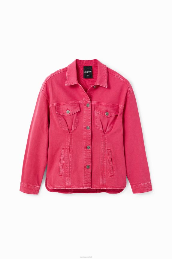 Women DesigualPleated denim trucker jacket Clothing 68X24090