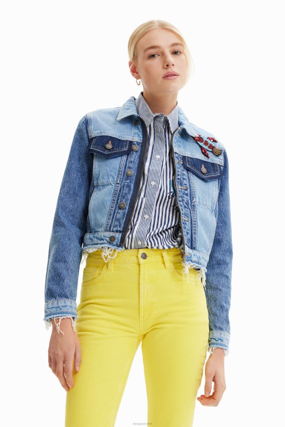 Women DesigualShort denim trucker jacket Clothing 68X2401016