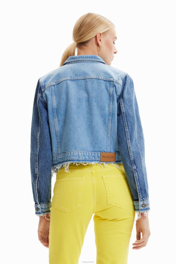 Women DesigualShort denim trucker jacket Clothing 68X2401016