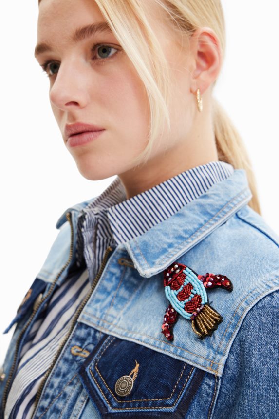 Women DesigualShort denim trucker jacket Clothing 68X2401016