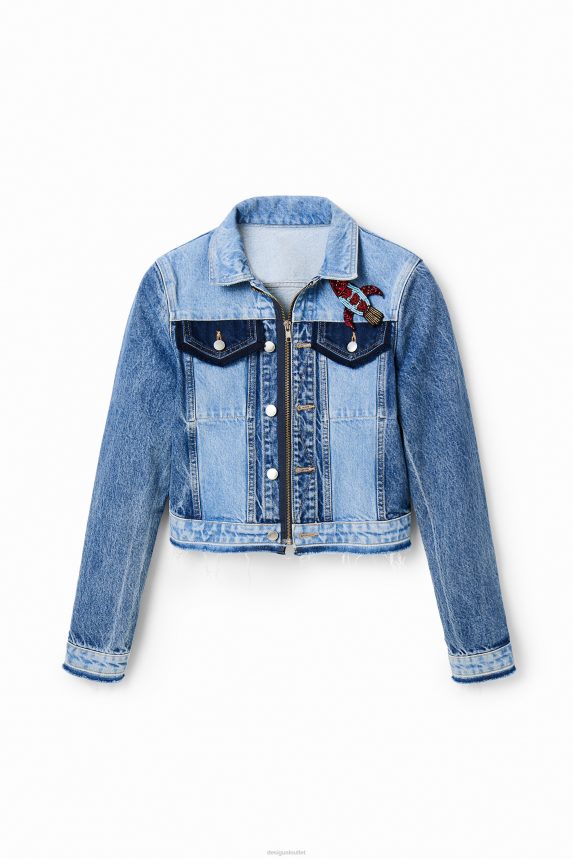 Women DesigualShort denim trucker jacket Clothing 68X2401016