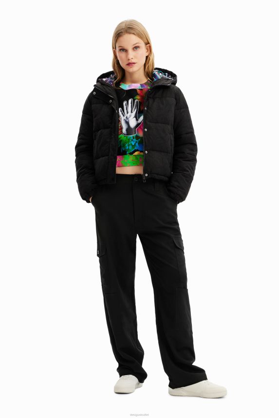 Women DesigualShort embroidered padded jacket Clothing 68X240747