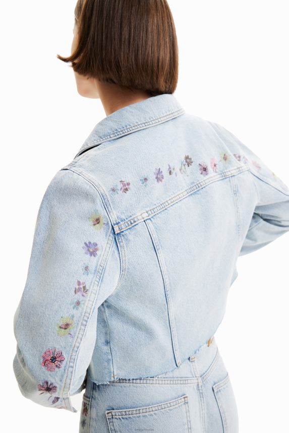 Women DesigualShort floral denim jacket Clothing 68X240835