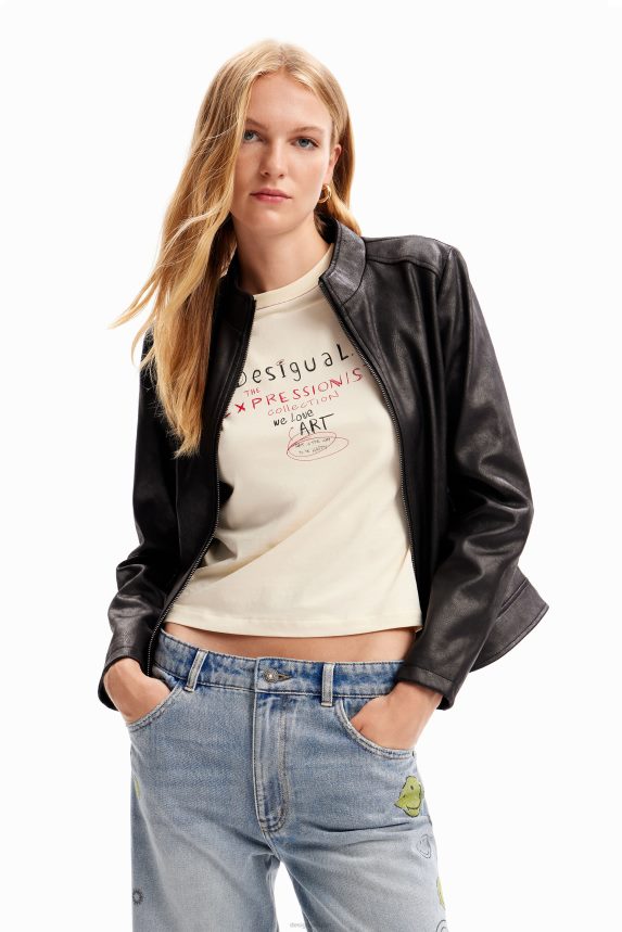 Women DesigualSlim biker jacket Clothing 68X24045