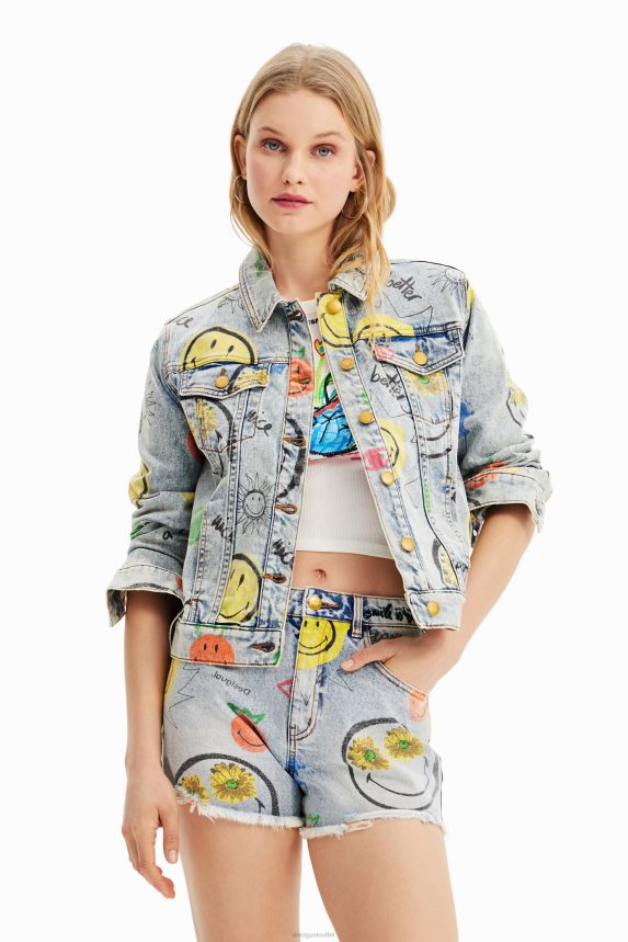 Women DesigualSmiley oversize denim jacket Clothing 68X240927