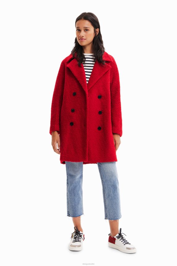 Women DesigualStraight wool coat Clothing 68X240317