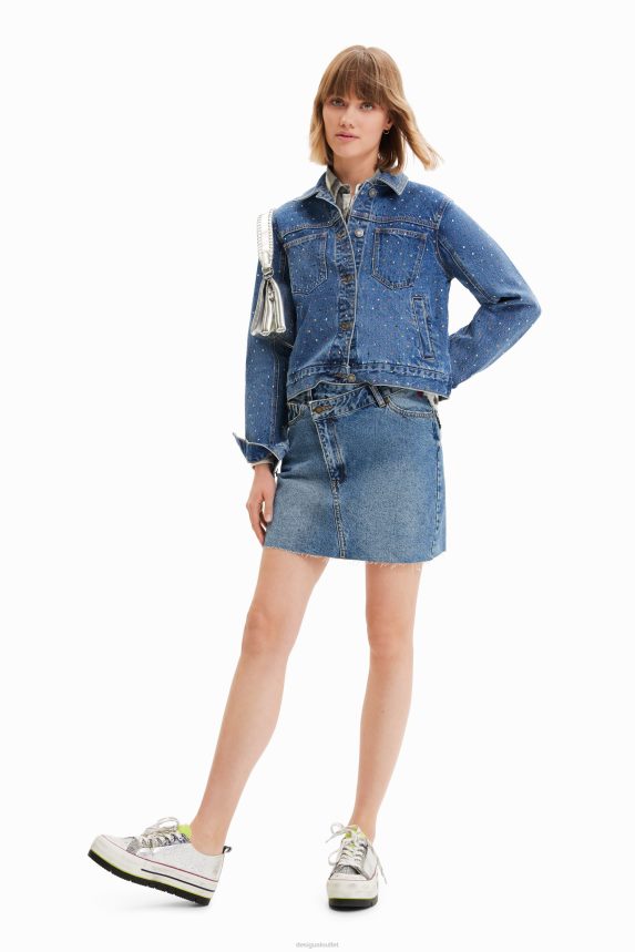 Women DesigualStudded denim trucker jacket Clothing 68X240339