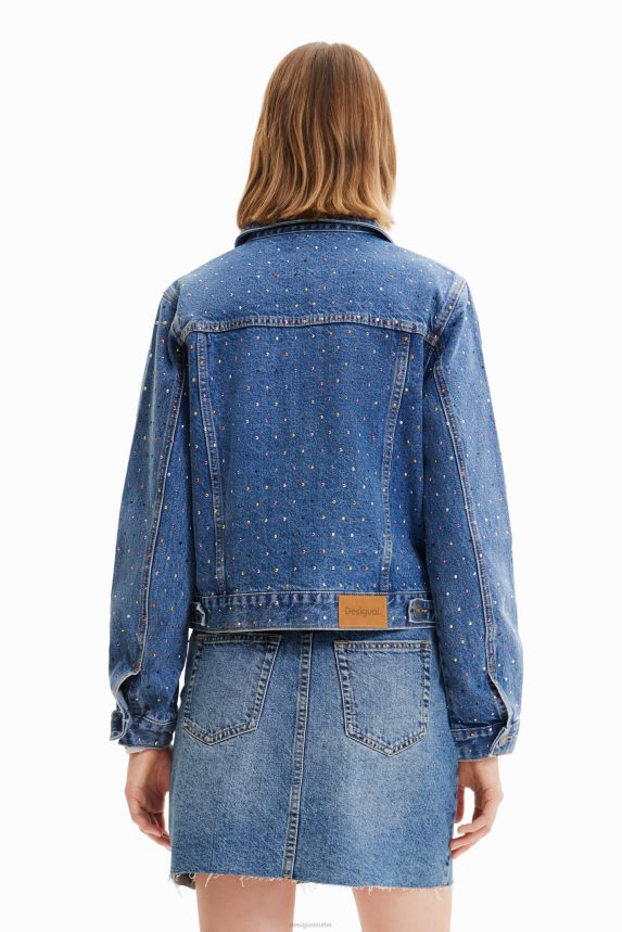 Women DesigualStudded denim trucker jacket Clothing 68X240339