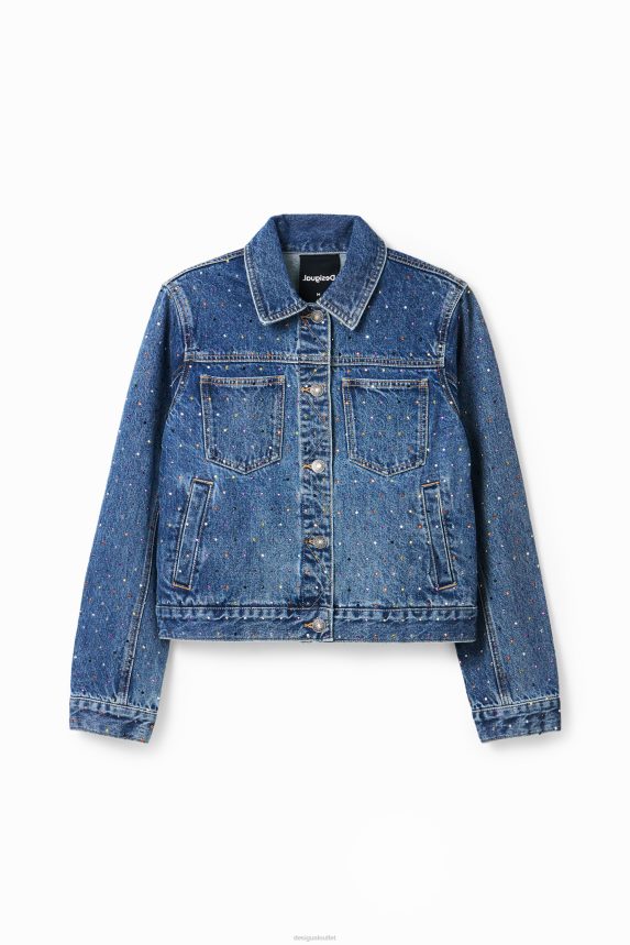 Women DesigualStudded denim trucker jacket Clothing 68X240339