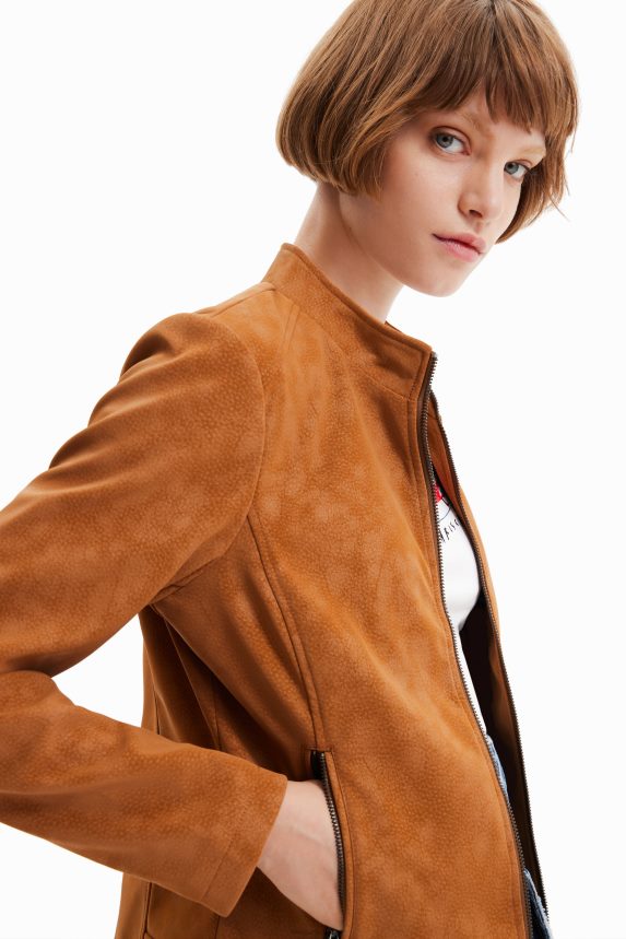 Women DesigualSuede-effect biker jacket Clothing 68X240529