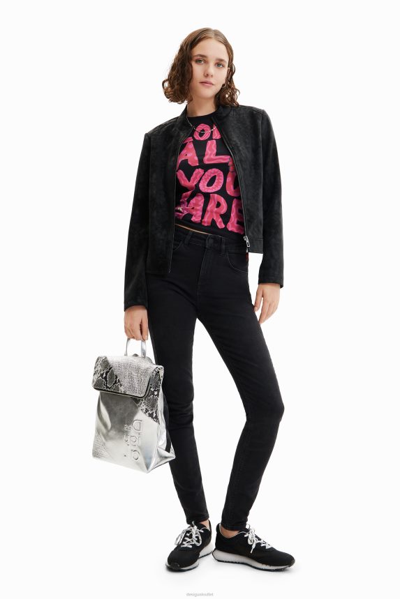 Women DesigualSuede-effect biker jacket Clothing 68X240715