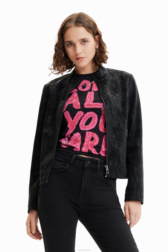 Women DesigualSuede-effect biker jacket Clothing 68X240715