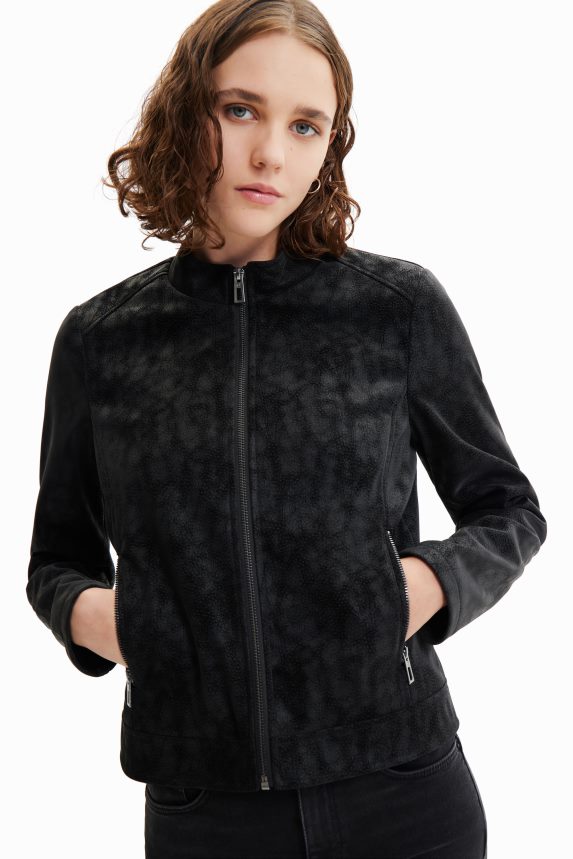 Women DesigualSuede-effect biker jacket Clothing 68X240715
