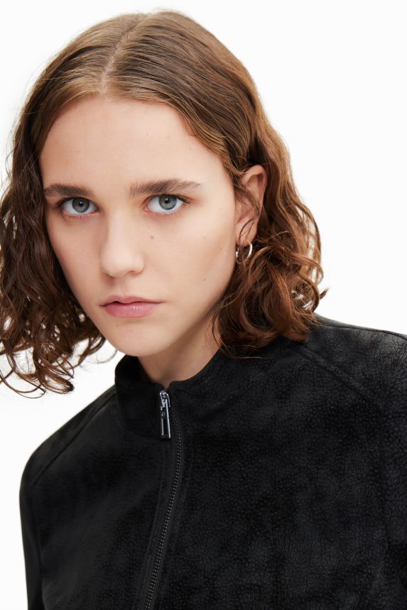 Women DesigualSuede-effect biker jacket Clothing 68X240715