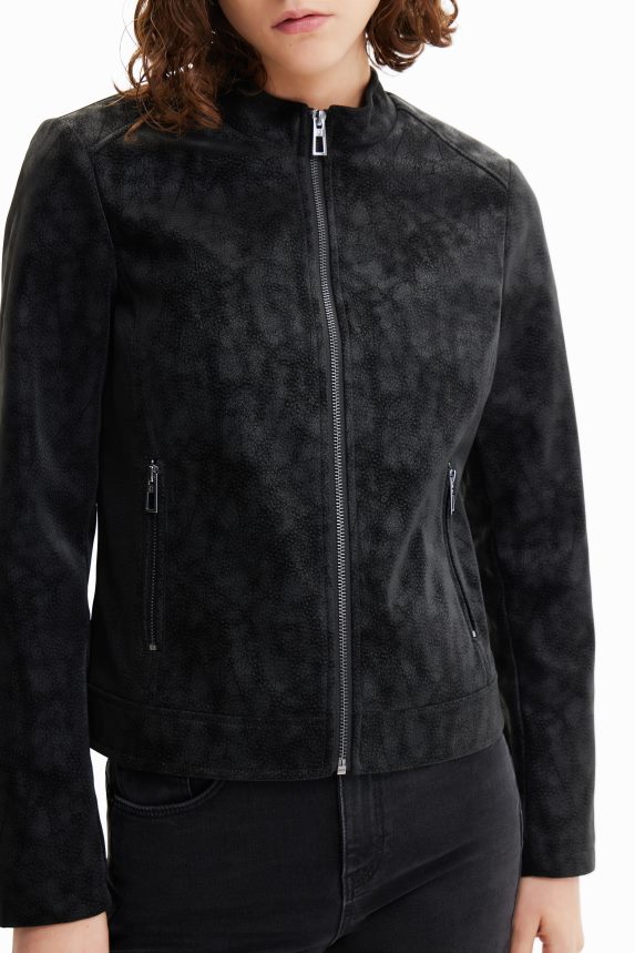 Women DesigualSuede-effect biker jacket Clothing 68X240715