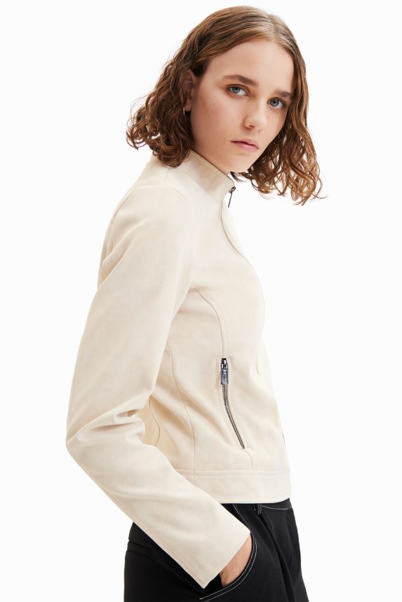 Women DesigualSuede-effect biker jacket Clothing 68X240793