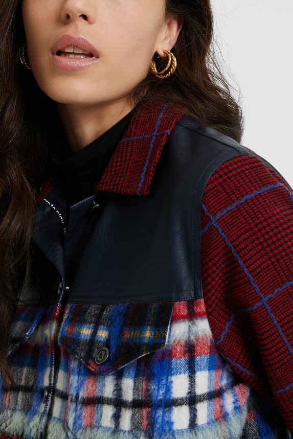 Women DesigualTartan fur jacket Clothing 68X2401080