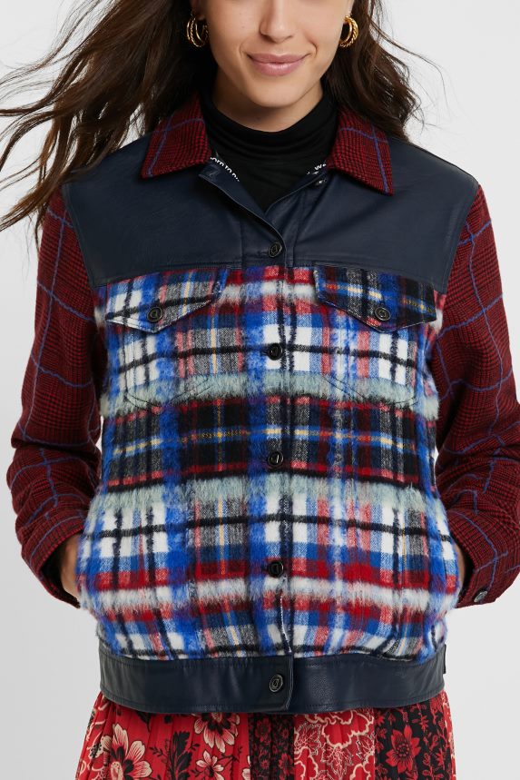 Women DesigualTartan fur jacket Clothing 68X2401080