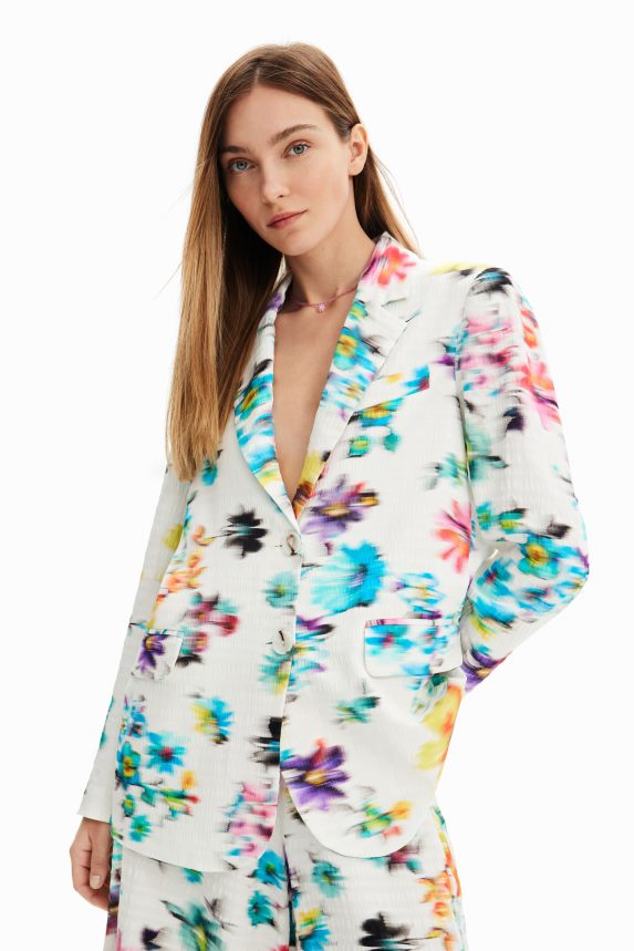Women DesigualTextured floral blazer Clothing 68X240418