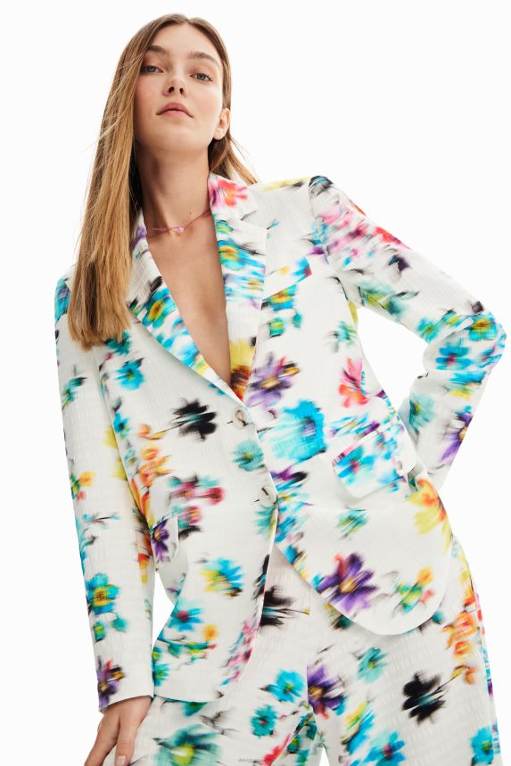 Women DesigualTextured floral blazer Clothing 68X240418