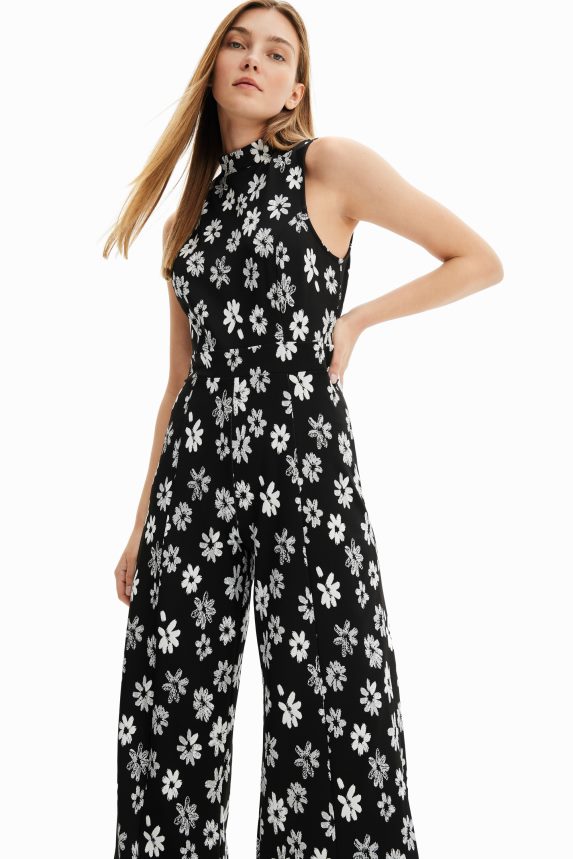 Women DesigualContrast floral jumpsuit Clothing 68X240185