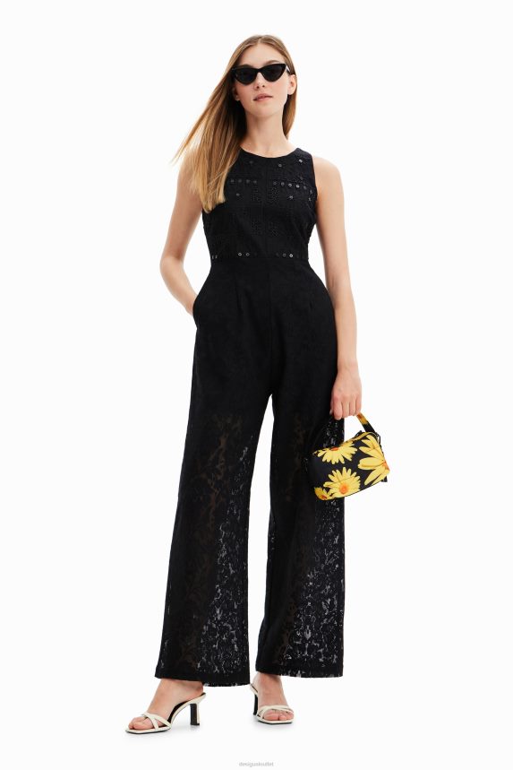Women DesigualLong embroidered lace jumpsuit Clothing 68X24047