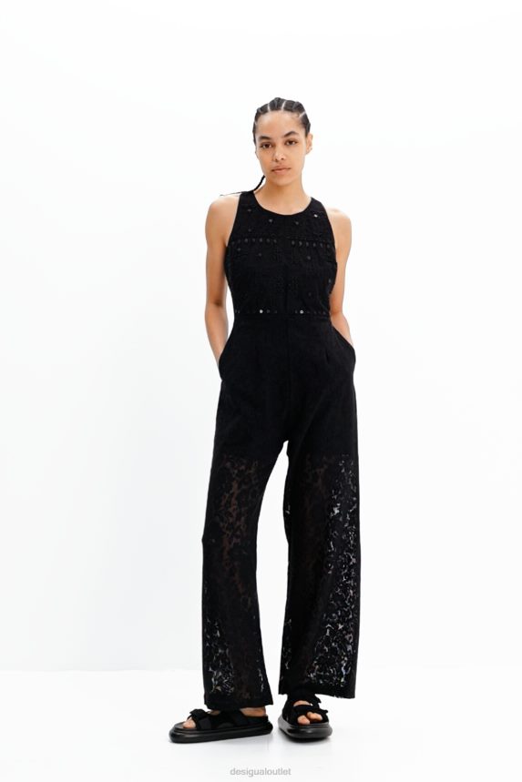 Women DesigualLong embroidered lace jumpsuit Clothing 68X24047