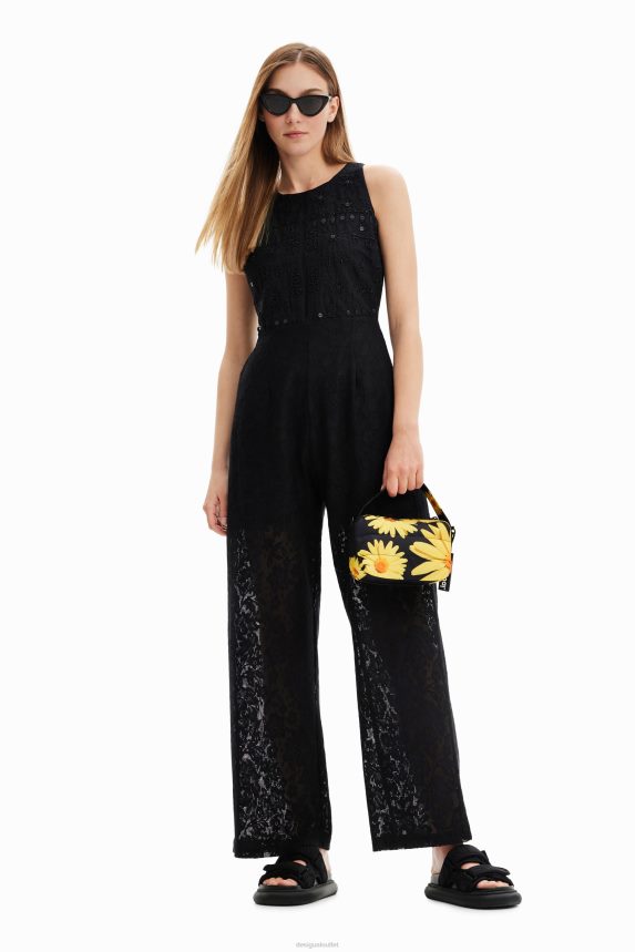 Women DesigualLong embroidered lace jumpsuit Clothing 68X24047