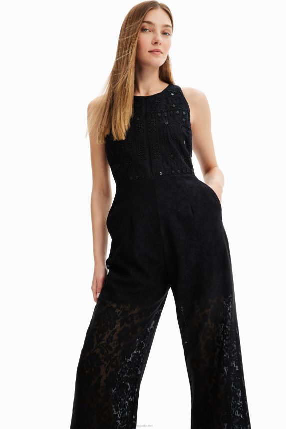 Women DesigualLong embroidered lace jumpsuit Clothing 68X24047