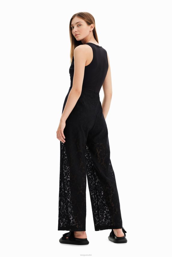 Women DesigualLong embroidered lace jumpsuit Clothing 68X24047