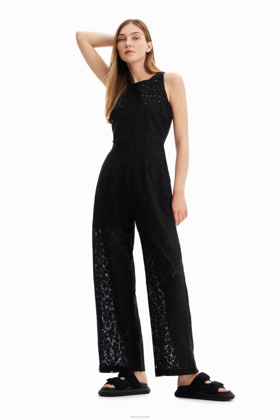 Women DesigualLong embroidered lace jumpsuit Clothing 68X24047