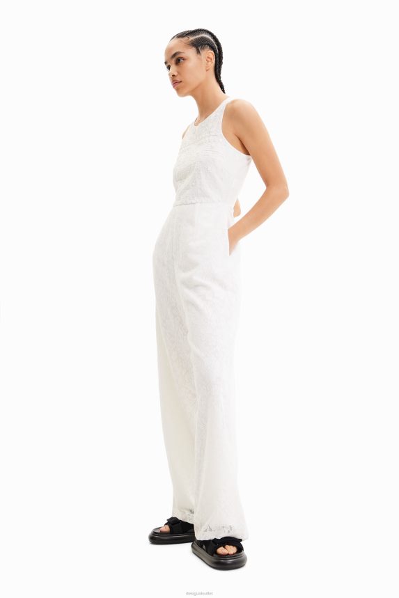 Women DesigualLong embroidered lace jumpsuit Clothing 68X240584