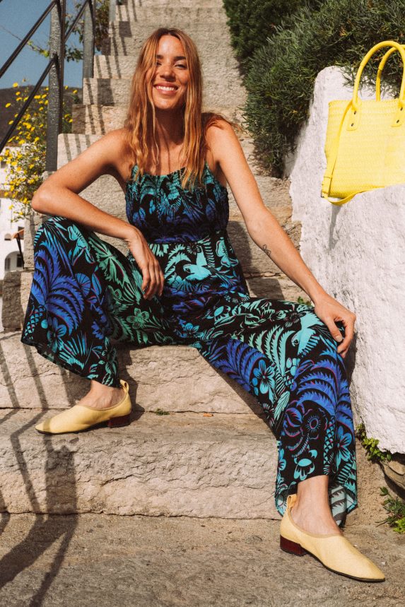 Women DesigualLong tropical strappy jumpsuit Clothing 68X240851